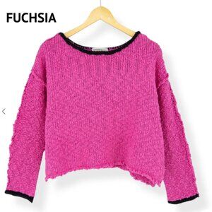 NWT Zenana Contrast Trim Sweater